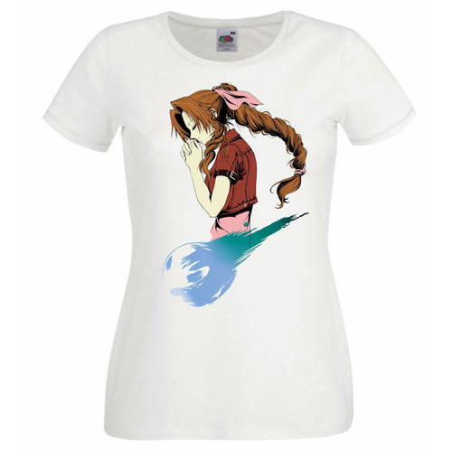Womens Aerith Gainsborough FFVII RP Fantasy Gaming White Lady Fit T-Shirt