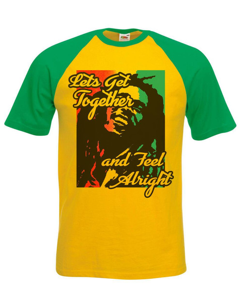 Mens Rasta Reggae Legend Lyrics Lets Get Together & Feel Alright Unisex T-Shirt