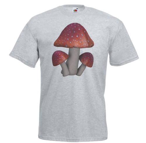 Adults Fly Agaric Amanita Muscaria Mushroom Fungi Unisex Grey T-Shirt