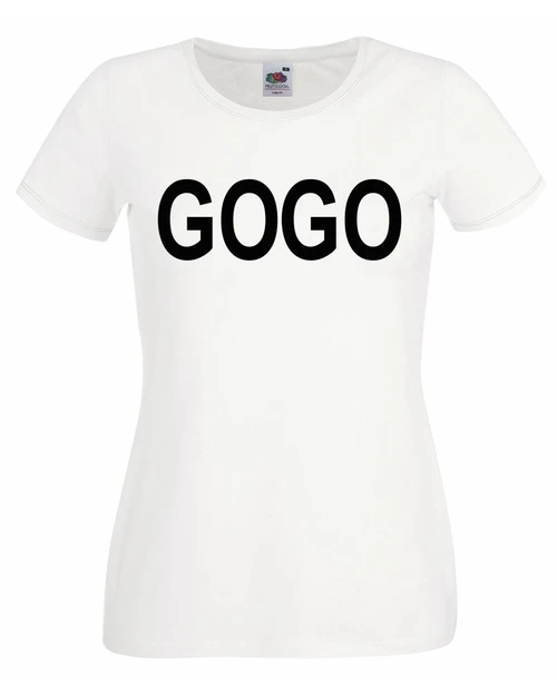 Womens GoGo 1980s No1 Pop Hits Music Song Lyrics Lady Fit White T-Shirt