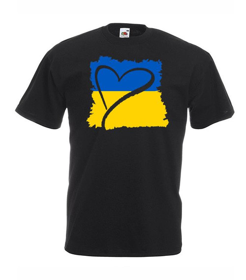 Adults Heart Goes Out to Ukraine Hand Drawn Love Heart Unisex Black T-Shirt