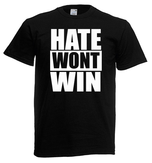 Mens Hate Wont Win Stop Online Abuse Anti Racism Black Unisex T-Shirt Mens Hate Wont Win Stop Online Abuse Anti Racism Black Unisex T-Shirt