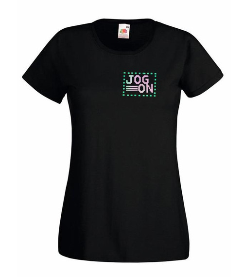 Womens Jog On Iridescent Hi-Vis Reflective Technology Black Lady Fit T-Shirt