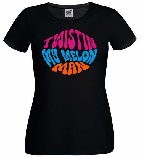 Womens Twistin My Melon Man Madchester Acid House Raver Black Lady Fit T-Shirt Womens Twistin My Melon Man Madchester Acid House Raver Black Lady Fit T-Shirt
