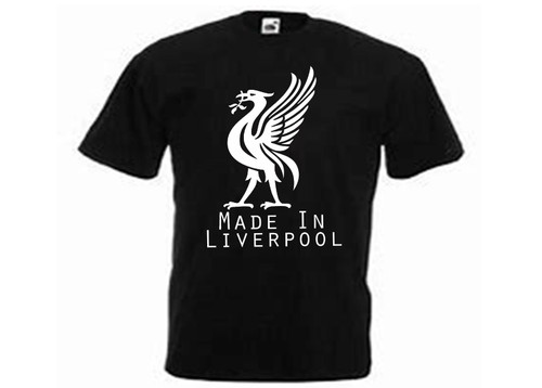Adults Made In Liverpool Scouser Liver Bird City Symbol Unisex Black T-Shirt