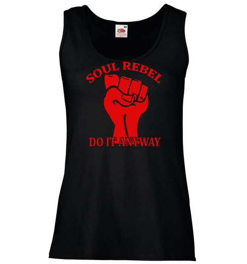 Womens Soul Rebel Do It Anyway Stand Up Be Counted Fist Symbol Lady Fit Black Vest Womens Soul Rebel Do It Anyway Stand Up Be Counted Fist Symbol Lady Fit Black Vest