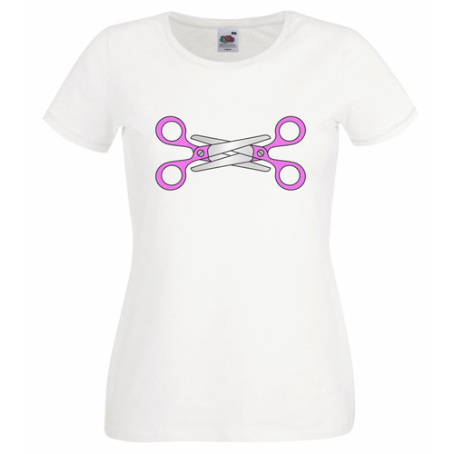 Womens Lesbian Pride Scissors LGBTQ Weekend Gay Pride White Lady Fit T-Shirt