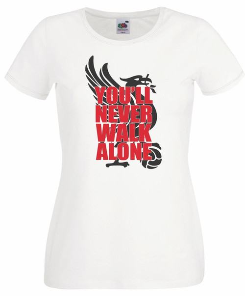 Womens Scouser YNWA Liverpool Liver Bird Liverpudlian Sports White Lady Fit T-Shirt