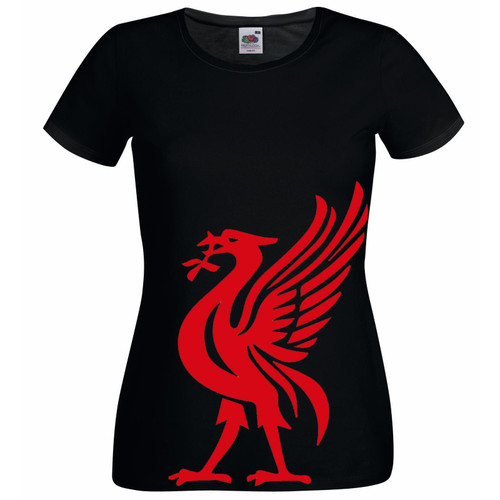 Womens Liver Bird YNWA Liverpool Scouser Liverpudlian Black Lady Fit T-Shirt