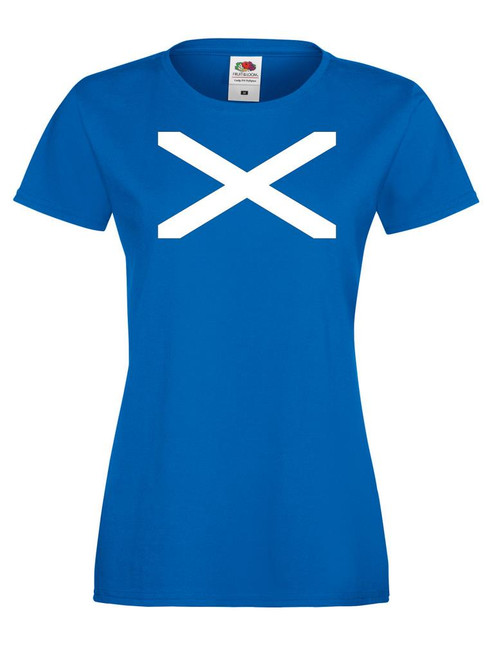 Womens Scotland Saltire St Andrews Cross Scottish Flag Blue Lady Fit T-Shirt