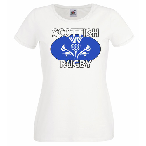 Womens Scottish Rugby Thistle Scotland Nation Sports Blue Lady Fit T-Shirt Womens Scottish Rugby Thistle Scotland Nation Sports Blue Lady Fit T-Shirt