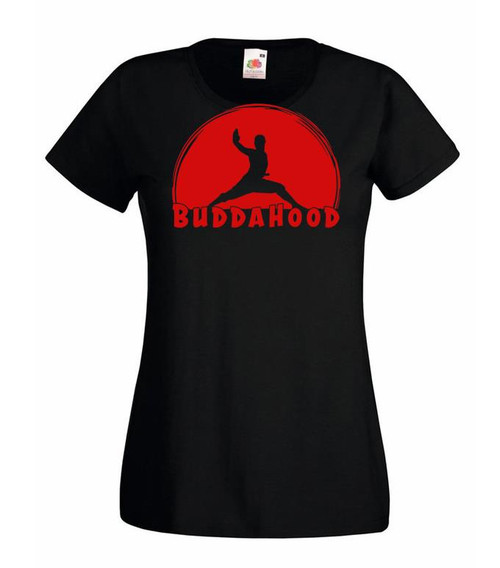 Womens Shaolin Buddha Mahayana Chan Buddhism Culture Black Lady Fit T-Shirt