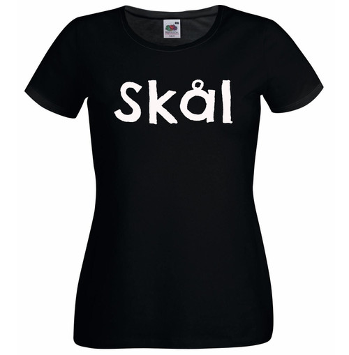 Womens Skål Viking Norweigian Swedish Danish Beer Festival Black Lady Fit T-Shirt