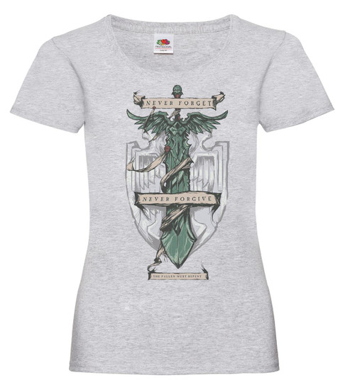 Womens Dark Angels Never Forget Never Forgive Space Marine Chapter Grey Lady Fit T-Shirt Womens Dark Angels Never Forget Never Forgive Space Marine Chapter Grey Lady Fit T-Shirt