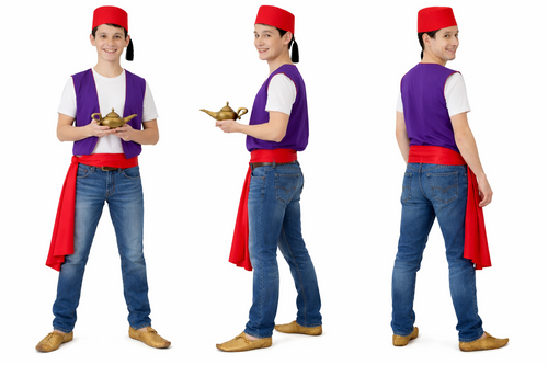 Childs Aladdin Arabian Street Rat World Book Day Movie Fancy Dress Costume [Waistcoat, Fez Hat & Sash]