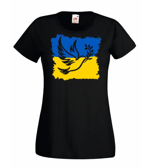 Womens Peace Dove Symbol Ukraine Pacifism Olive Branch Black Lady Fit T-Shirt