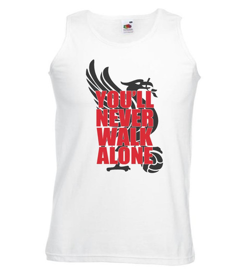 Mens You'll Never Walk Alone Liver Bird Liverpool Scouse YNWA White Unisex Vest Mens You'll Never Walk Alone Liver Bird Liverpool Scouse YNWA White Unisex Vest