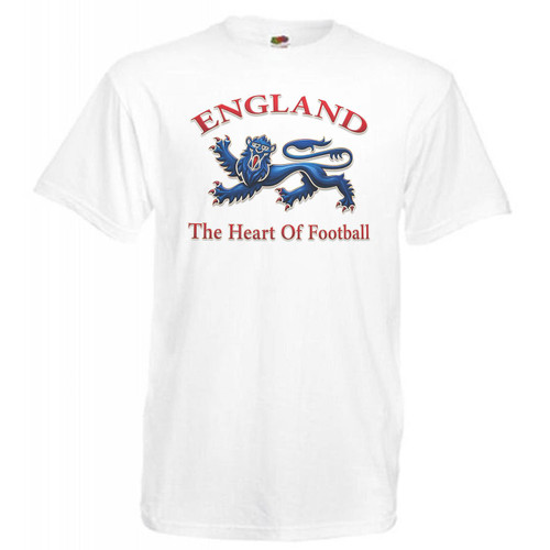 Adults English Lion Heart of Football England Supporters Unisex White T-Shirt