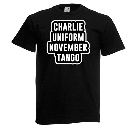 Mens Charlie Uniform November Tango Swearing Profanity Black Unisex T Shirt Mens Charlie Uniform November Tango Swearing Profanity Black Unisex T Shirt