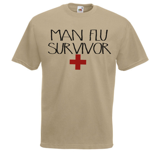 Adults Man Flu Survivor Funny Male Illness Joke Unisex Khaki T-Shirt