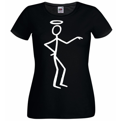 Womens Saint Simon Templar 1970s Stickman Spy Thriller TV Black Lady Fit T-Shirt