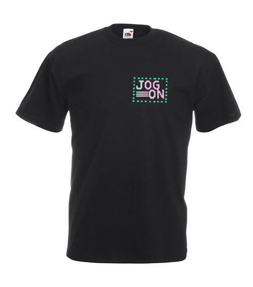 Adults Jog On Iridescent Hi-Vis Reflective Technology Unisex Black T-Shirt