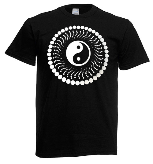 Mens Yin & Yang LSD Acid Trip Spiral Festival Rave Trance Black Unisex T-Shirt Mens Yin & Yang LSD Acid Trip Spiral Festival Rave Trance Black Unisex T-Shirt