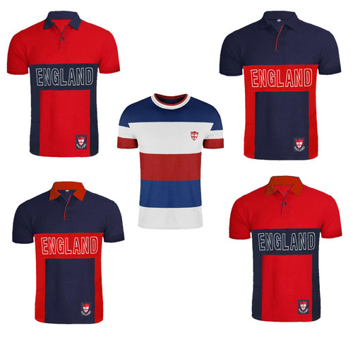 Blue or Red England Football Rugby Cricket St Georges Day Supporters Polo Shirt