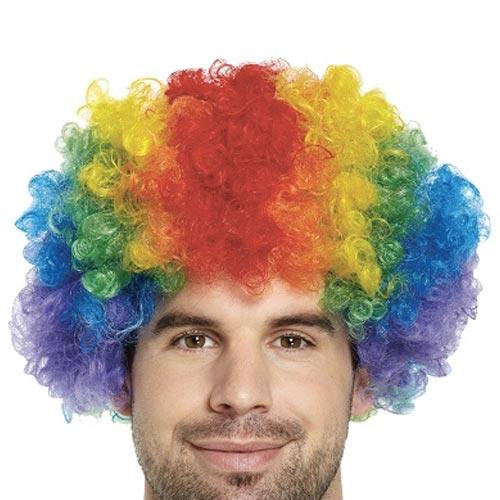 Adults Multicoloured Clown Wig Circus LGBQ+ Pride March Fancy Dress Costume Accessory