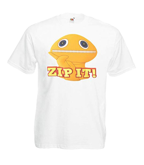 Mens Zip It 1980s Zippie Spoof Rainbow TV Show Quote White Unisex T-Shirt Mens Zip It 1980s Zippie Spoof Rainbow TV Show Quote White Unisex T-Shirt
