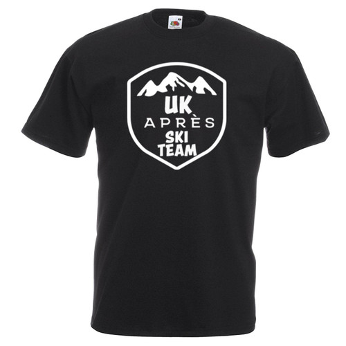 Mens UK Apres Ski Team Skiing Winter Mountain Sports Black Unisex T-Shirt Mens UK Apres Ski Team Skiing Winter Mountain Sports Black Unisex T-Shirt