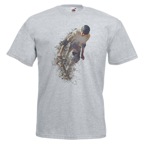 Mens Acid Drop Skateboarding Action Skater Sports Grey Unisex T-Shirt