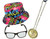 Adults 1980's Hip Hop Rapper Break Dancer Graffiti Bucket Hat Gold $ Necklace & Glasses Fancy Dress Costume Accessory