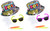 Adults 1990's Raver Bucket Hat Glow Sticks White Gloves & Sunglasses Decades Fancy Dress Costume Accessory