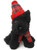 18cm Black or White West Highland Terrier With Tartan Hat & Scarf Soft Toy Scottie Dog Teddy