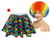 Adults Harlequin Clown Skirt Multicoloured Wig & Red Nose Circus Big Top Fancy Dress