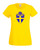 Womens Sweden National Flag Sveriges Flagga Yellow Lady Fit T-Shirt