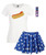 Adults Captain Spaulding 1000 Corpses Hot Dog T-Shirt & 15" Length Blue Polka Dot Skirt Halloween Horror Movie Fancy Dress