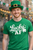 Adults Lucky AF St Patricks Day Ireland Unisex Green T-Shirt & Leprechaun Top Hat