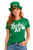 Womens Lucky AF St Patricks Day Ireland Lady Fit Green T-Shirt & Leprechaun Top Hat