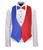 Adults National Flag of France Backless Waistcoat & Bowtie French Bastille Day Supporters Fancy Dress