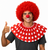 Adults Polka Dot Clown Ruff Collar Wig & Sponge Red Nose Circus Big Top Fancy Dress Accessory Kit