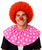 Adults Polka Dot Clown Ruff Collar Wig & Sponge Red Nose Circus Big Top Fancy Dress Accessory Kit