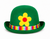 Adults Clown Bowler Hat With Flower Decoration Circus Big Top Fancy Dress Headwear