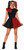 Adults Red & Black Harlequin Clown Skirt & Collar Halloween Sinister Circus Fancy Dress