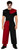 Adults Red & Black Harlequin Clown Pants & Collar Sinister Circus Halloween Fancy Dress