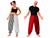 Adults Two Tone Polka Dot Stripe Circus Clown Pants Bloomers Halloween Fancy Dress