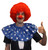 Blue & White Polka Dot Clown Collar With Red Afro & Sponge Clown Nose