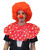 Red & White Polka Dot Clown Collar With Red Afro & Sponge Clown Nose
