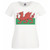 Womens Cymru Y Ddraig Goch Wales Flag Welsh Rugby Nations Lady Fit White T-Shirt